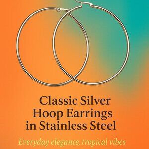Set of Stainless Steel Silver Earrings/Bangles Tropical stacking, endless shine.